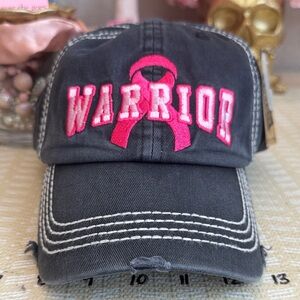 KBETHOS Black Warrior Cap with Pink Ribbon breast cancer awareness